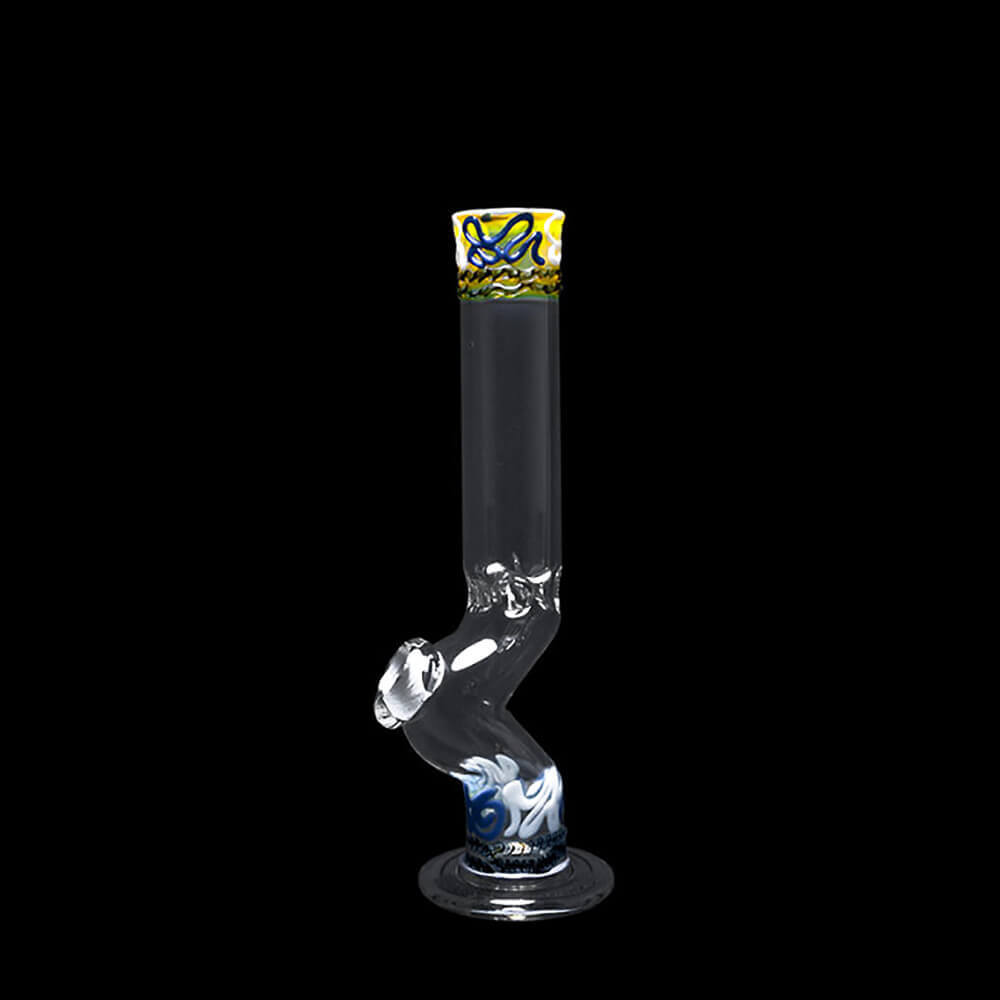 Straight Tube Mini Bong with Bent Neck design and Fume Art styling