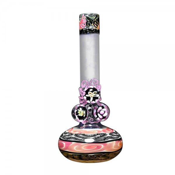 Color Cane Mini Bubbler with Fume art and Three Marbles