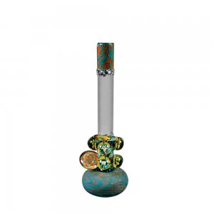 Large Round Base Bong with Coiled Color and Deco Marbles