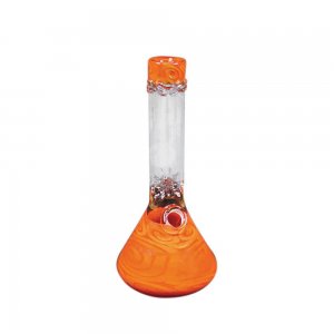 Mini Beaker Bong with Coiled Color and Gold/Silver accents