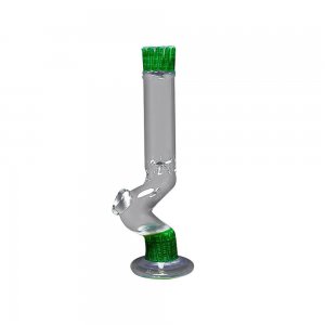 Straight Tube Bong with Mid Neck Bend and Rake Art Work