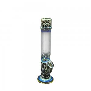 Straight Tube Mini Bong with Raked Art and Ice Pinch
