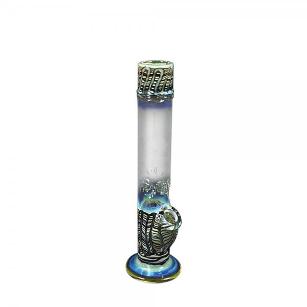 Straight Tube Mini Bong with Raked Art and Ice Pinch